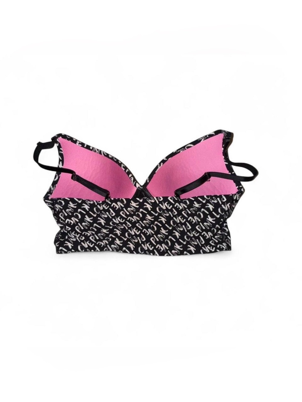 Victoria’s Secret PINK Black/White Print Wireless Bralette. Size M. Adj straps. - Picture 3 of 5